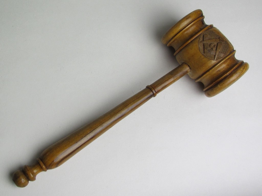 Appraisal: Early th Century olive wood gavel of Masonic interest