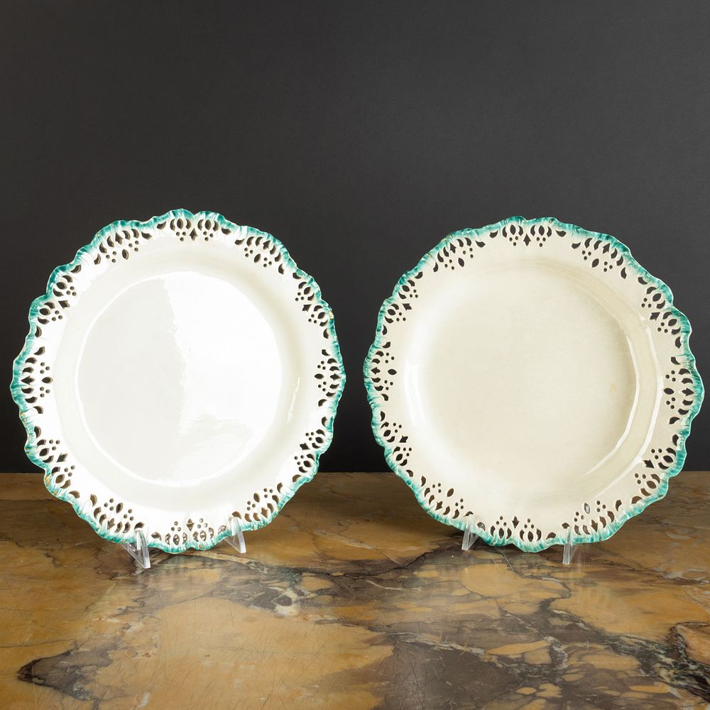 Appraisal: Pair of Wedgwood Polychromed Creamware Plates Impressed mark in diam