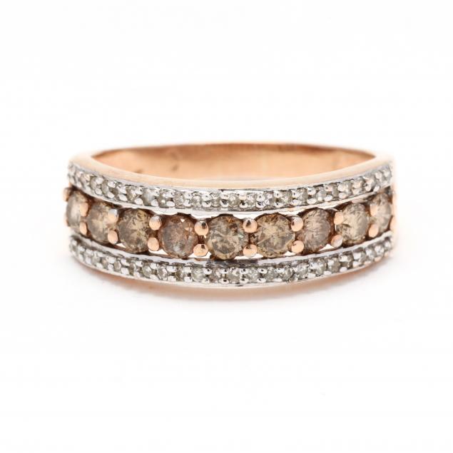 Appraisal: Rose Gold and Diamond Band The rose gold band set