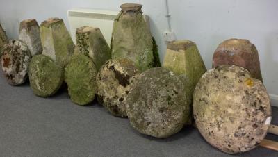 Appraisal: Six staddle stones with tapered bases the tallest approximately cm