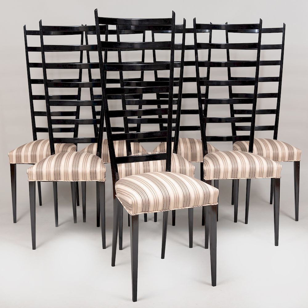 Appraisal: Set of Eight Italian Chiavari Style Black Chairs Marked 'made