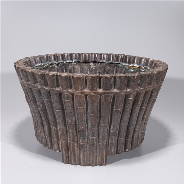 Appraisal: Chinese bronze bamboo form planter overall good condition some surface