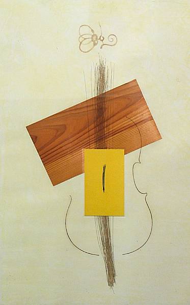 Appraisal: Tom Marioni American born Untitled Violin Color etching with collage