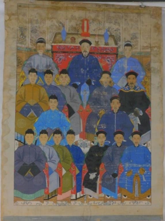 Appraisal: POSSIBLY TH EARLY TH CENTURY CHINESEancestral portrait on canvas depicting