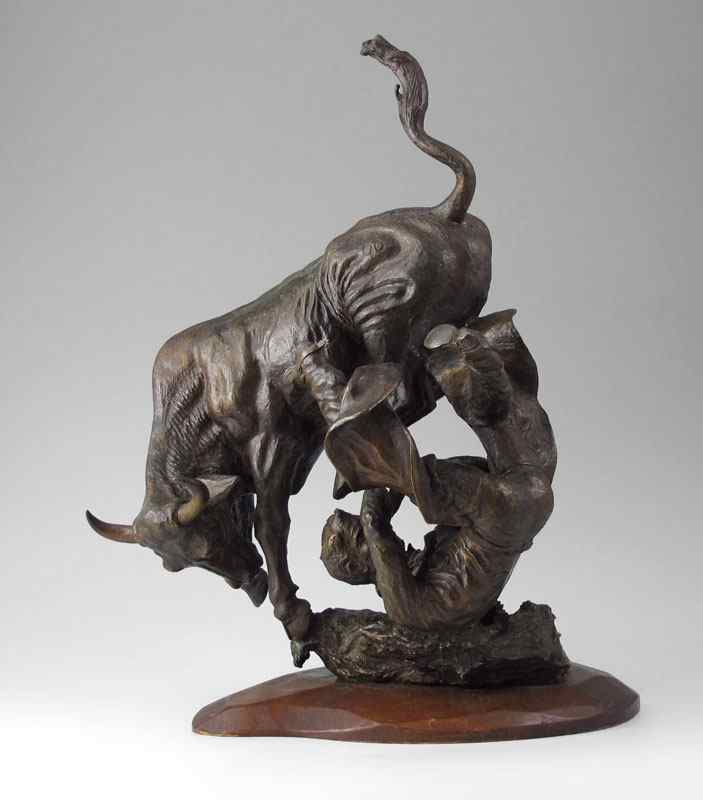 Appraisal: LAURENZANO John American th C Bull Rider Bronze '' h