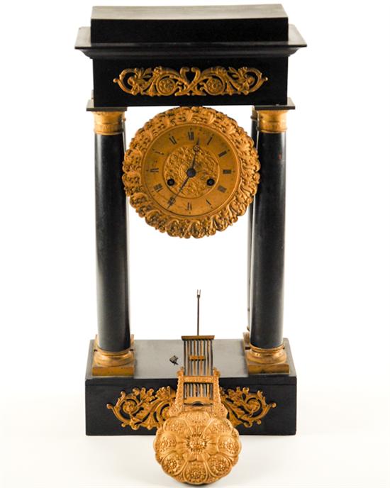 Appraisal: A L th C French-style Mantle Clock ebonized wood with