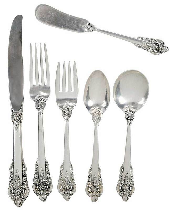 Appraisal: Grand Baroque Sterling Flatware Pieces American th century including twelve