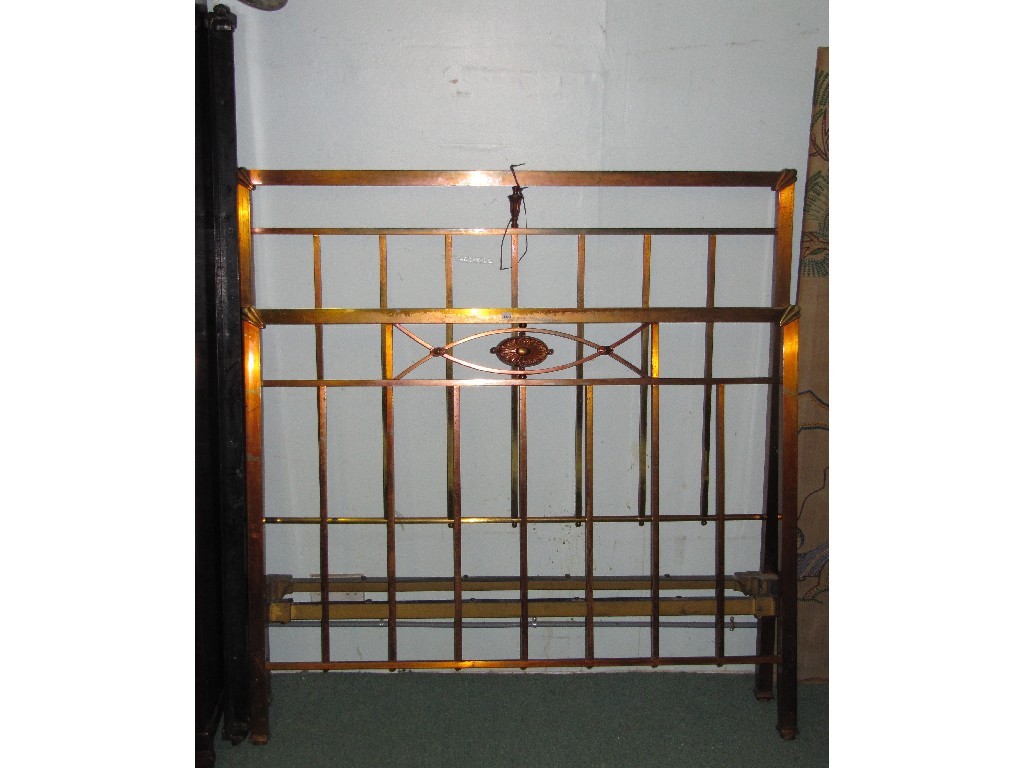 Appraisal: Pair of oxidised bed ends with irons