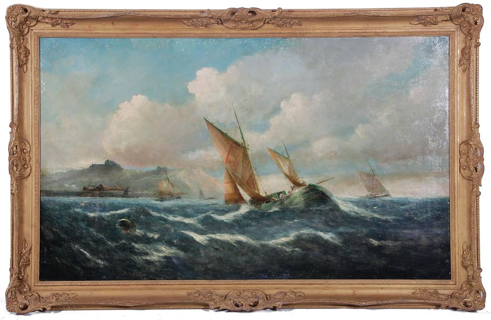 Appraisal: British school late th century ROUGH SEAS oil on canvas