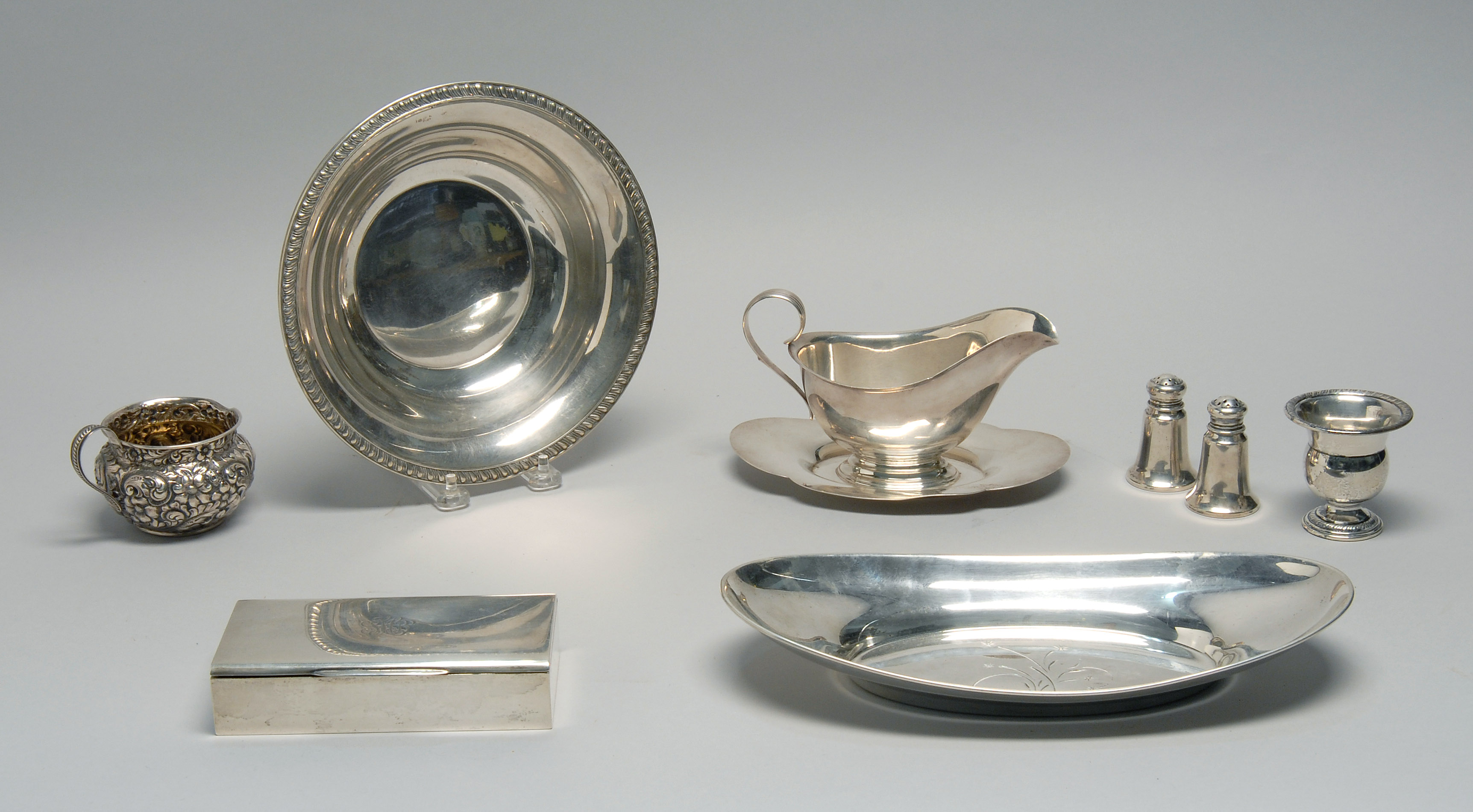 Appraisal: EIGHT PIECES OF STERLING SILVER HOLLOWWARE By various makers Includes