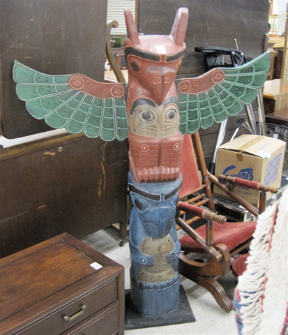 Appraisal: CARVED AND PAINTED WOOD TOTEM POLE Northwest Coastal Indian style