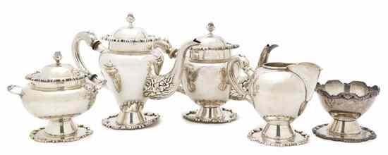 Appraisal: A Peruvian Sterling Silver Tea Service comprised of a lidded