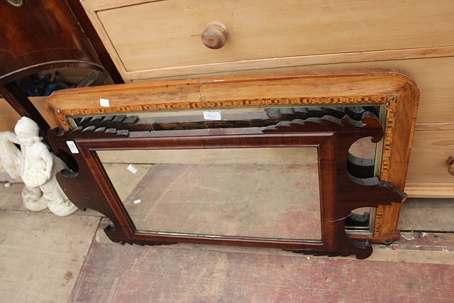 Appraisal: AN ANTIQUE MAHOGANY FRET FRAMED MIRROR together with a Victorian