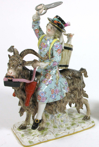 Appraisal: LATE TH C MEISSEN PORCELAIN FIGURAL GROUP of a tailor