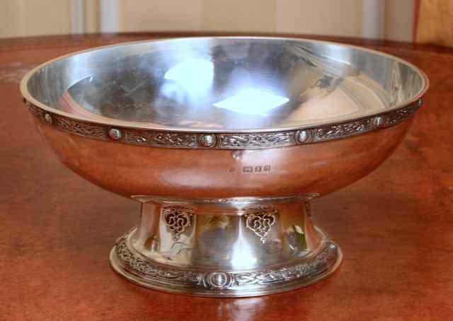 Appraisal: A SILVER ROSE BOWL with Celtic decoration to the rim