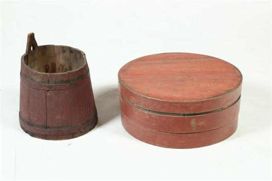 Appraisal: PAINTED FIRKIN AND PANTRY BOX American th century Both stave