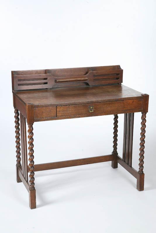 Appraisal: ARTS AND CRAFTS DESK Oak with letter sorting gallery one