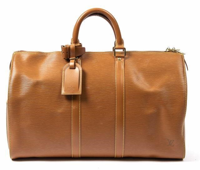 Appraisal: Louis Vuitton Keepall duffle bag in Cannelle Epi leather with