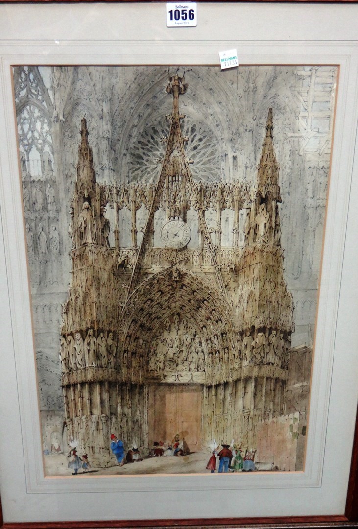 Appraisal: William Frome Smallwood - Rouen Cathedral watercolour and ink over