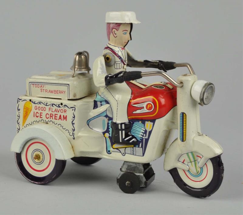 Appraisal: Japanese Tin Litho Ice Cream Motorized Motorcycle Friction with a