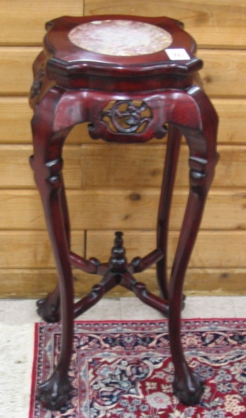 Appraisal: PAIR OF CHINESE ROSEWOOD PEDESTAL PLANT STANDS Each stands has