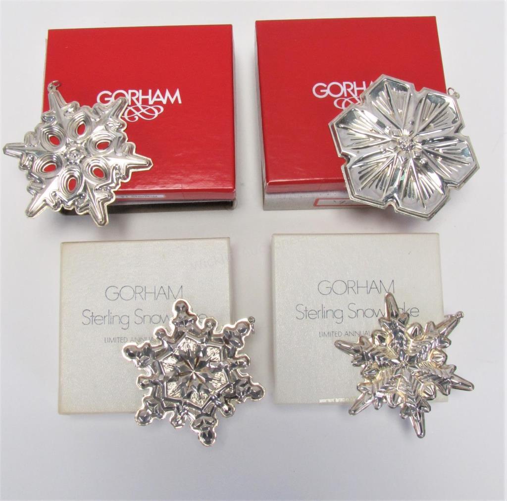 Appraisal: Four Gorham sterling silver annual ornaments including snowflake snowflake snowflake