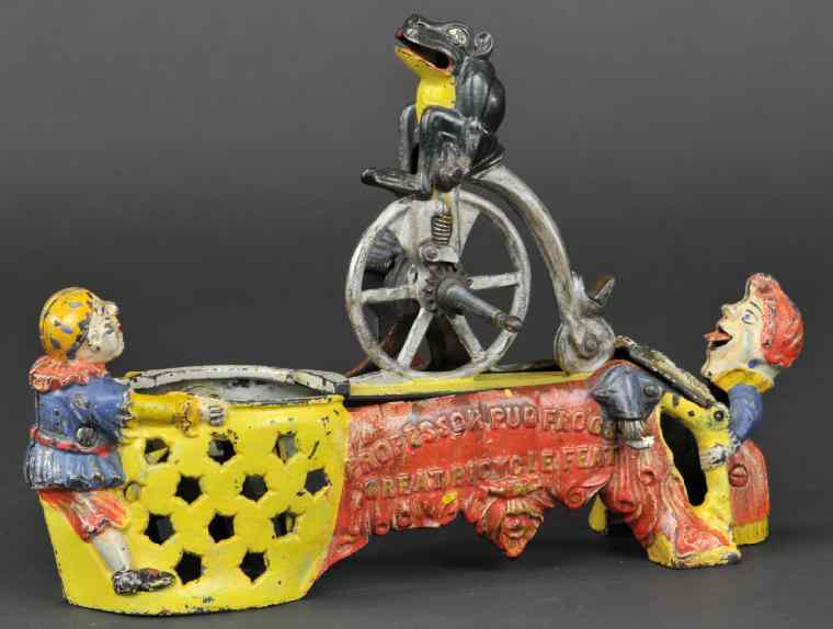 Appraisal: PROFESSOR PUG FROG'S GREAT BICYCLE FEAT MECHANICAL BANK J E