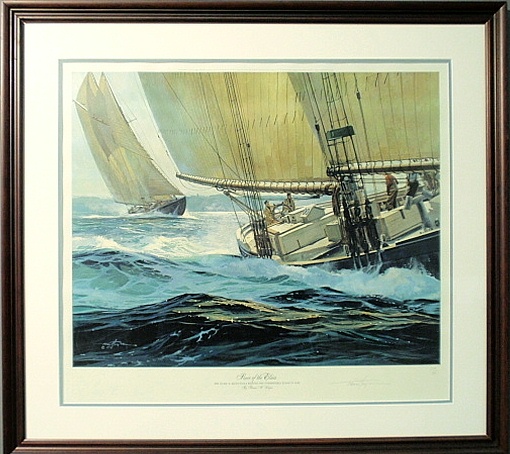 Appraisal: - Framed and matted limited edition sailboat race print Race