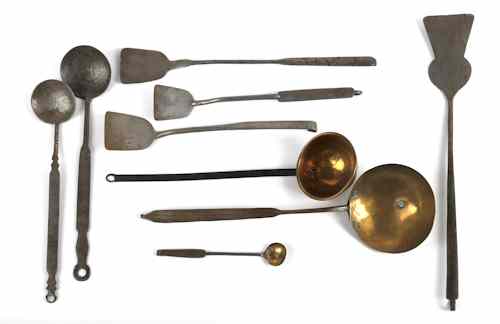 Appraisal: Collection of Pennsylvania iron utensils th c to include four