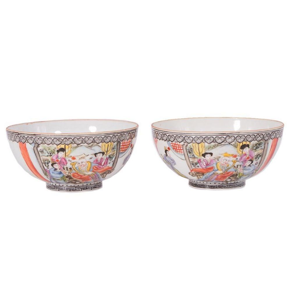 Appraisal: Pair of Egg Shell Porcelain Bowls Chinese Pair of Egg