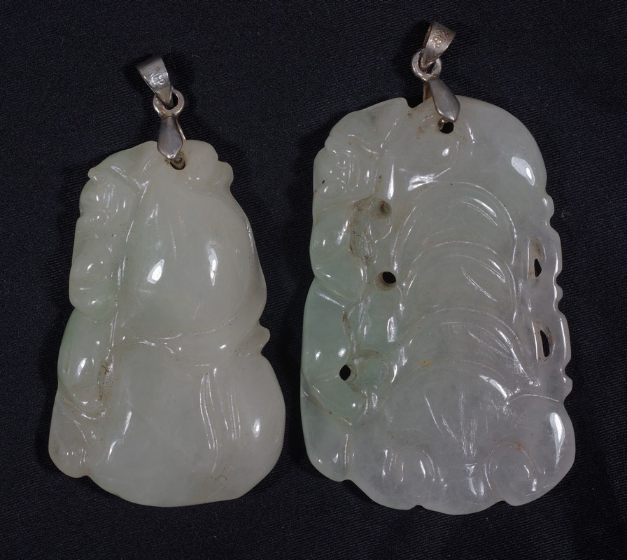 Appraisal: carved jade pendants highest GF bails