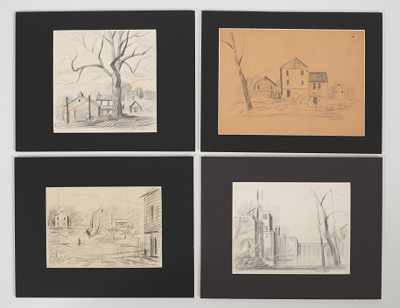 Appraisal: Paul R Riba American - Four Pennsylvania farm studies Graphite