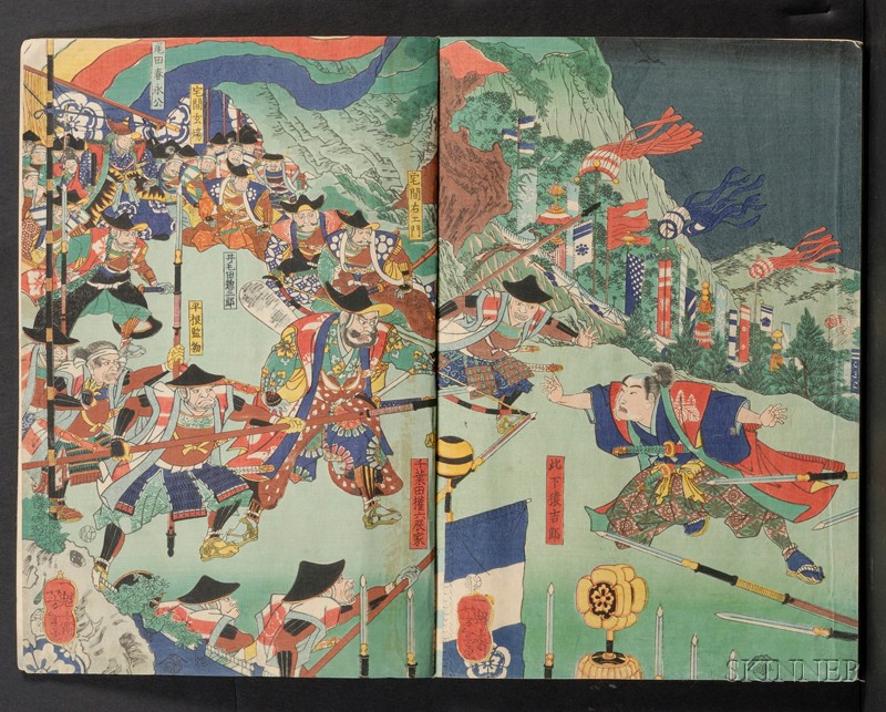 Appraisal: Album of Japanese Woodblock Prints thirty-six sheets including one six-panel