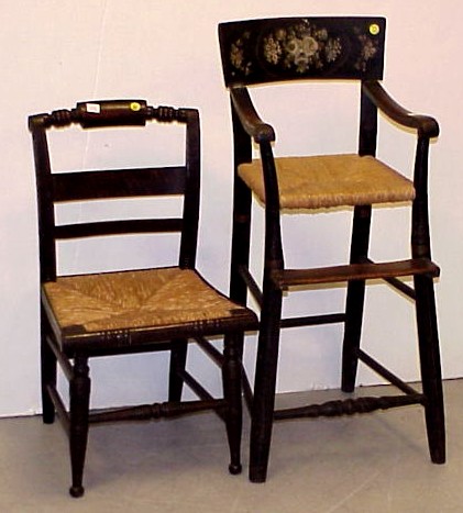 Appraisal: Two child's chairs the first a th C high chair