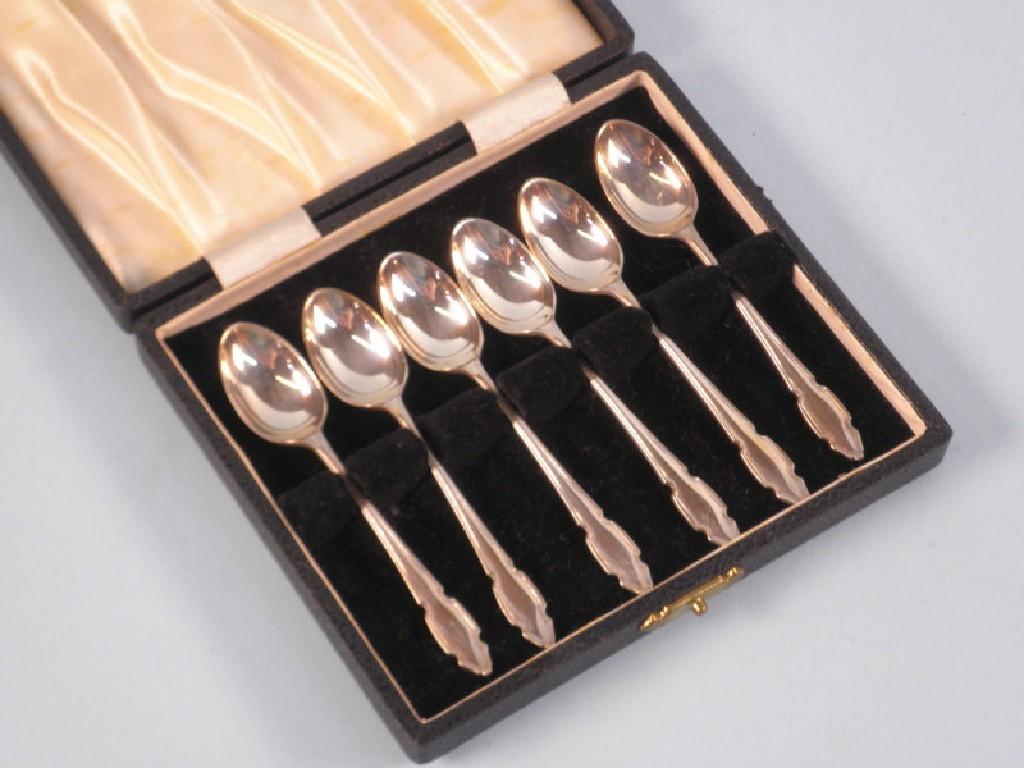 Appraisal: A set of six silver coffee spoons in a fitted