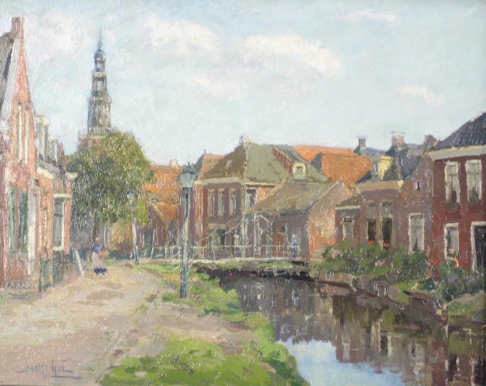 Appraisal: MAGDELAIN HUE - By a Canal signed 'Magd Hue' lower