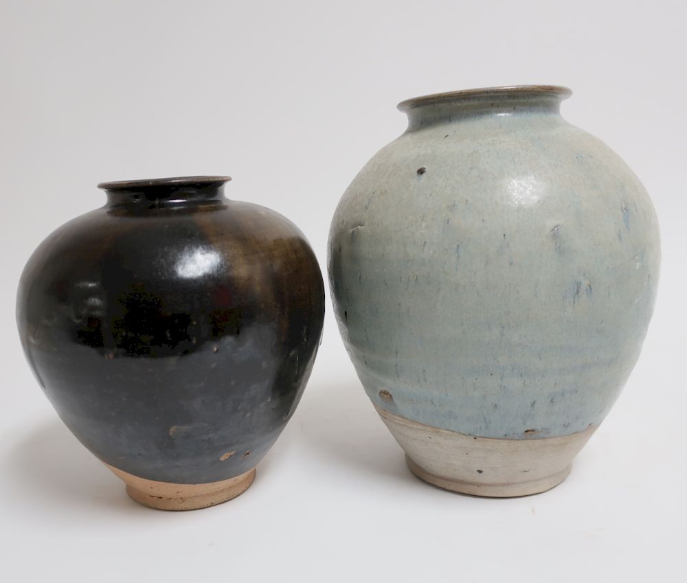 Appraisal: Two Song Style Ovid Vases Each vase is thickly glazed