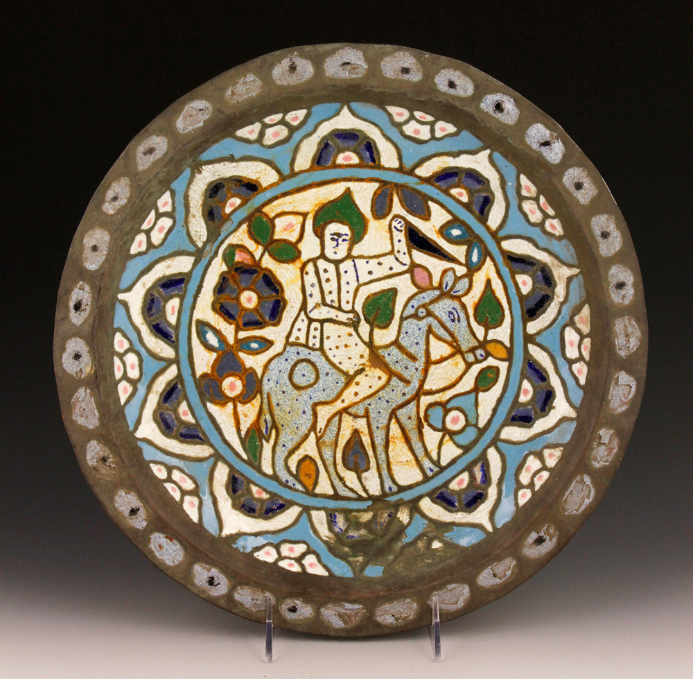 Appraisal: - Persian Charger Persian charger enamel on copper dia Provenance