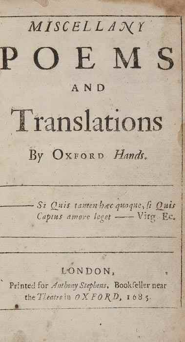 Appraisal: Miscellany of Poems and Translations by Oxford Hands first edition