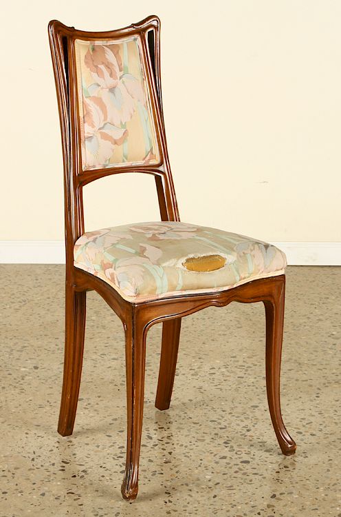 Appraisal: FRENCH ART NOUVEAU STYLE UPHOLSTERED SIDE CHAIR A French Art