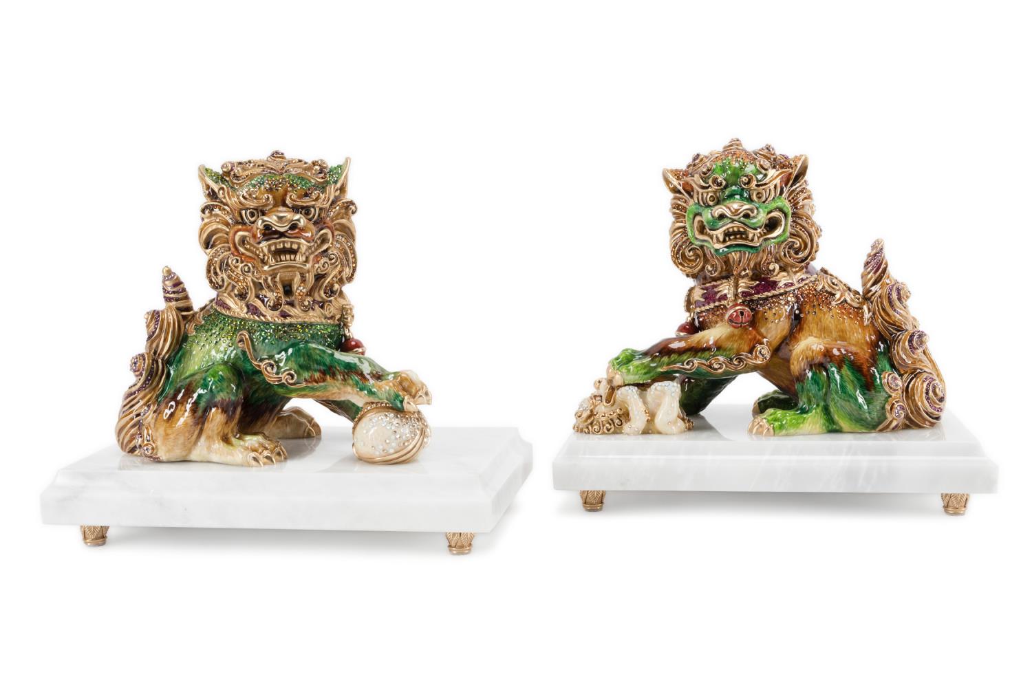 Appraisal: PAIR OF JAY STRONGWATER SHI FOO DOG FIGURINES Pair of