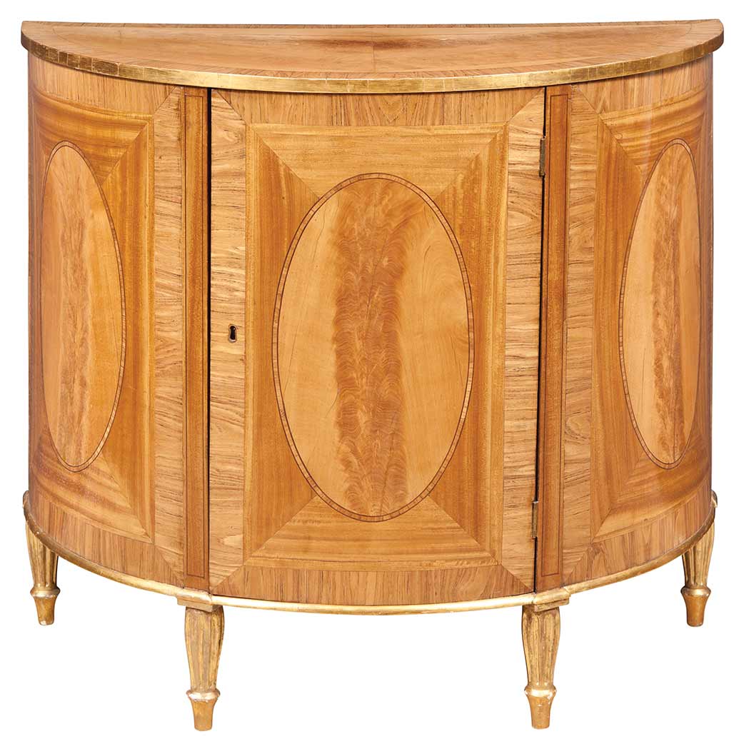 Appraisal: George III Style Satinwood Commode Of D-form the crossbanded top