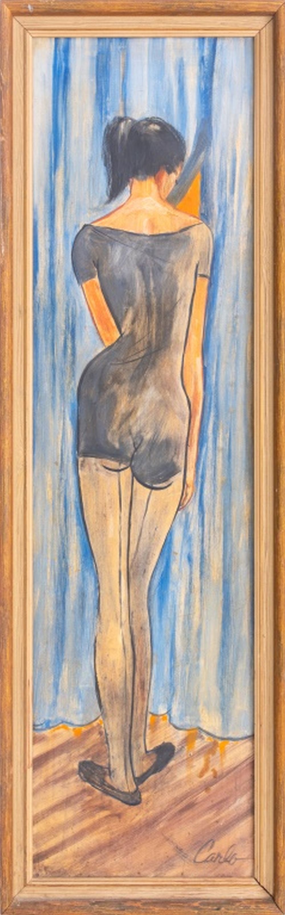 Appraisal: MID CENTURY BALLERINA ACRYLIC ON BOARD Mid Century acrylic on