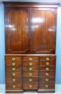 Appraisal: th century mahogany secretaire estate cabinet topped with two cupboard