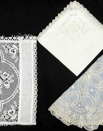 Appraisal: Nine Assorted Lace Table Covers Runners and Doilies and Twenty-Three