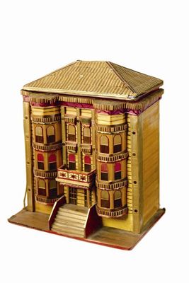 Appraisal: A straw-work box modelled as a house th century in