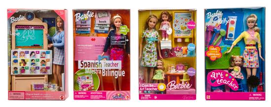 Appraisal: Sale Lot Four Teaching Themed Barbies model l including Art