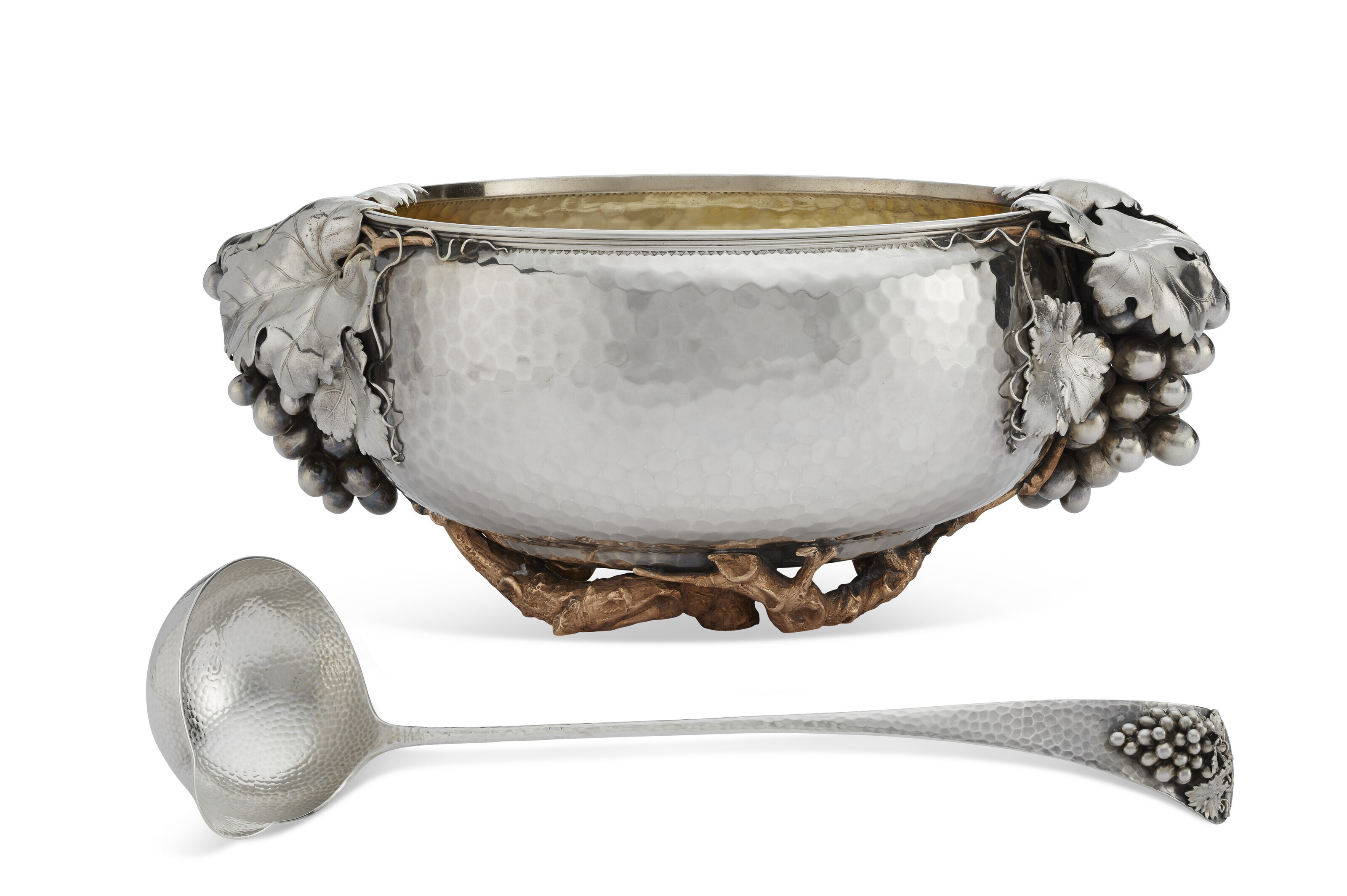 Appraisal: AN AMERICAN SILVER AND COPPER TWO HANDLED PUNCH BOWL AND