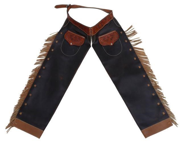 Appraisal: Custom made leather show chaps Lyle Henderson Kearney Nebraska heavily