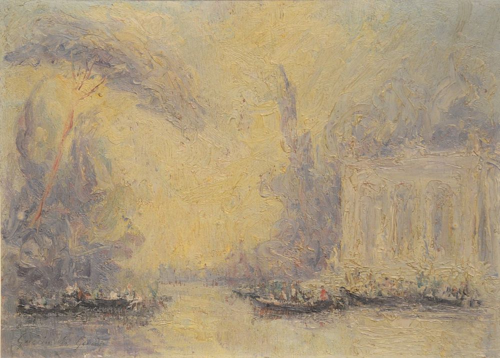 Appraisal: Andre Guerin Le Guay French - abstract harbor scene oil